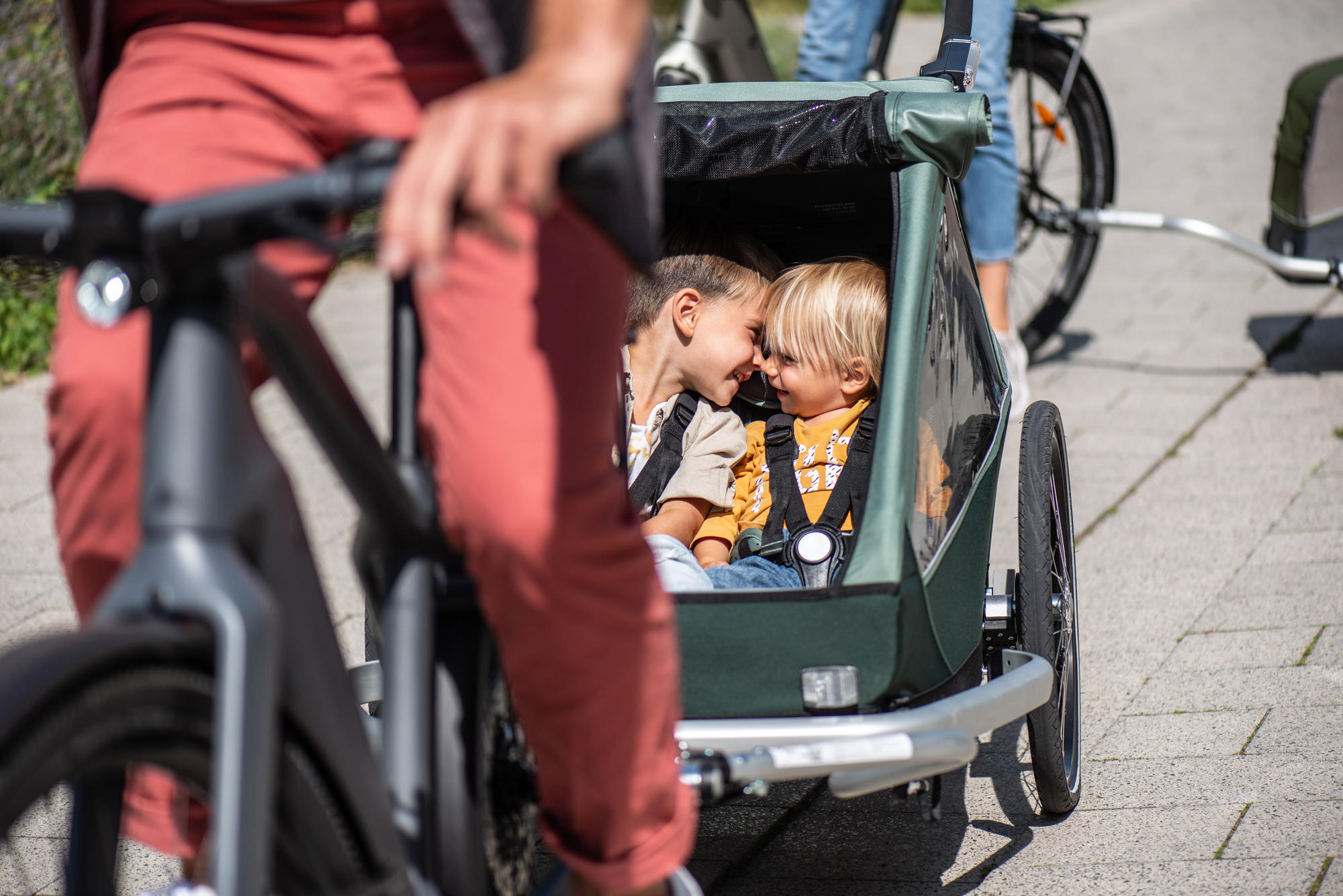 Bicycle trailers and strollers for one or two children