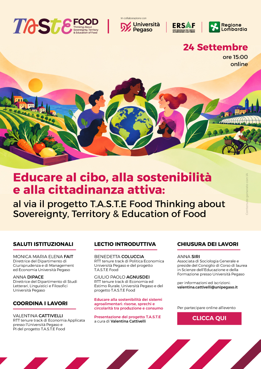 Educare al cibo, alla sostenibilità e alla cittadinanza attiva: al via il progetto T.A.S.T.E Food Thinking about Sovereignty, Territory & Education of Food