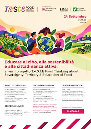 Educare al cibo, alla sostenibilità e alla cittadinanza attiva: al via il progetto T.A.S.T.E Food Thinking about Sovereignty, Territory & Education of Food