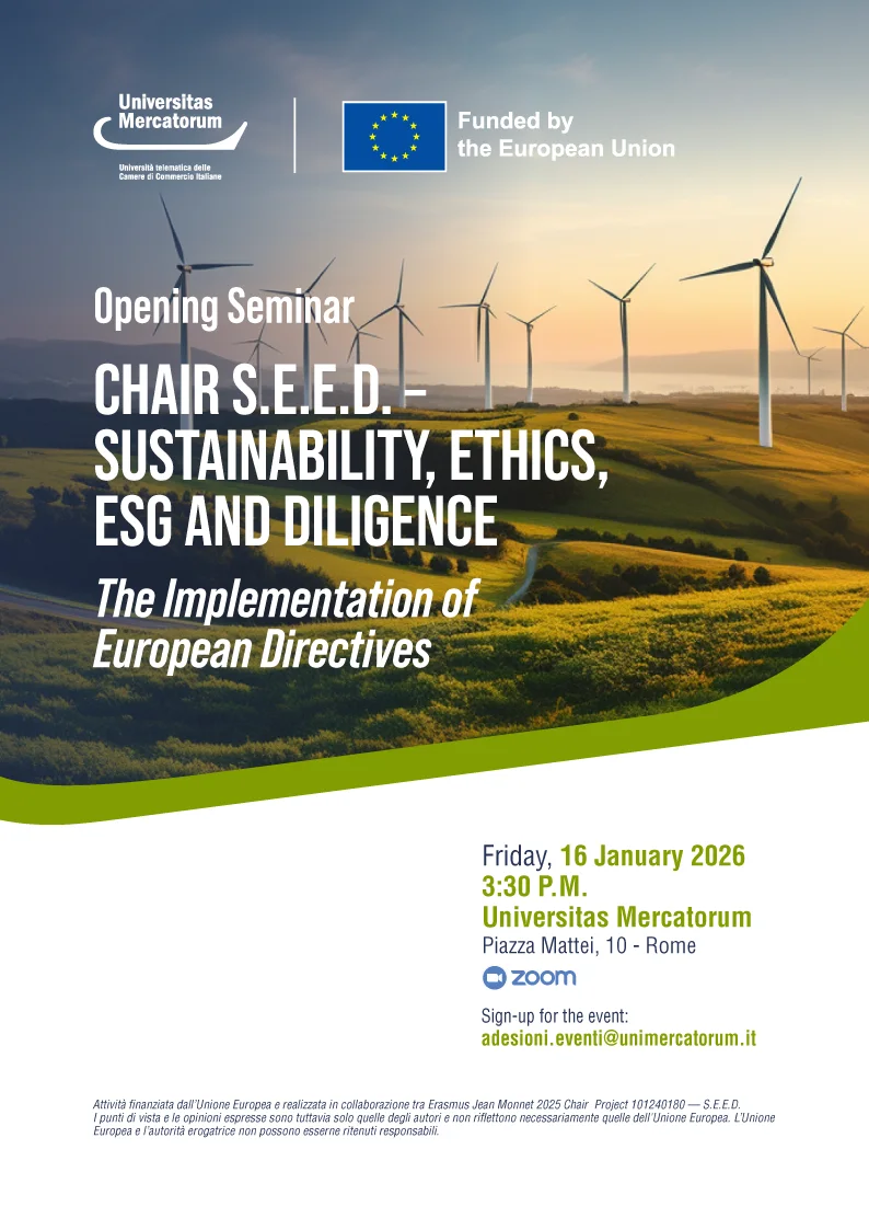 Opening Seminar CHAIR S.E.E.D. - Sustainability, Ethics, ESG and Diligence - The Implementation of European Directives