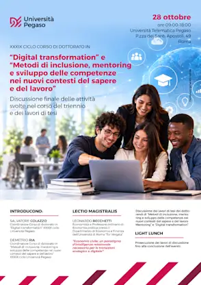 “Digital transformation” e “Metodi di inclusione, mentoring e sviluppo delle competenze nei nuovi contesti del sapere e del lavoro”