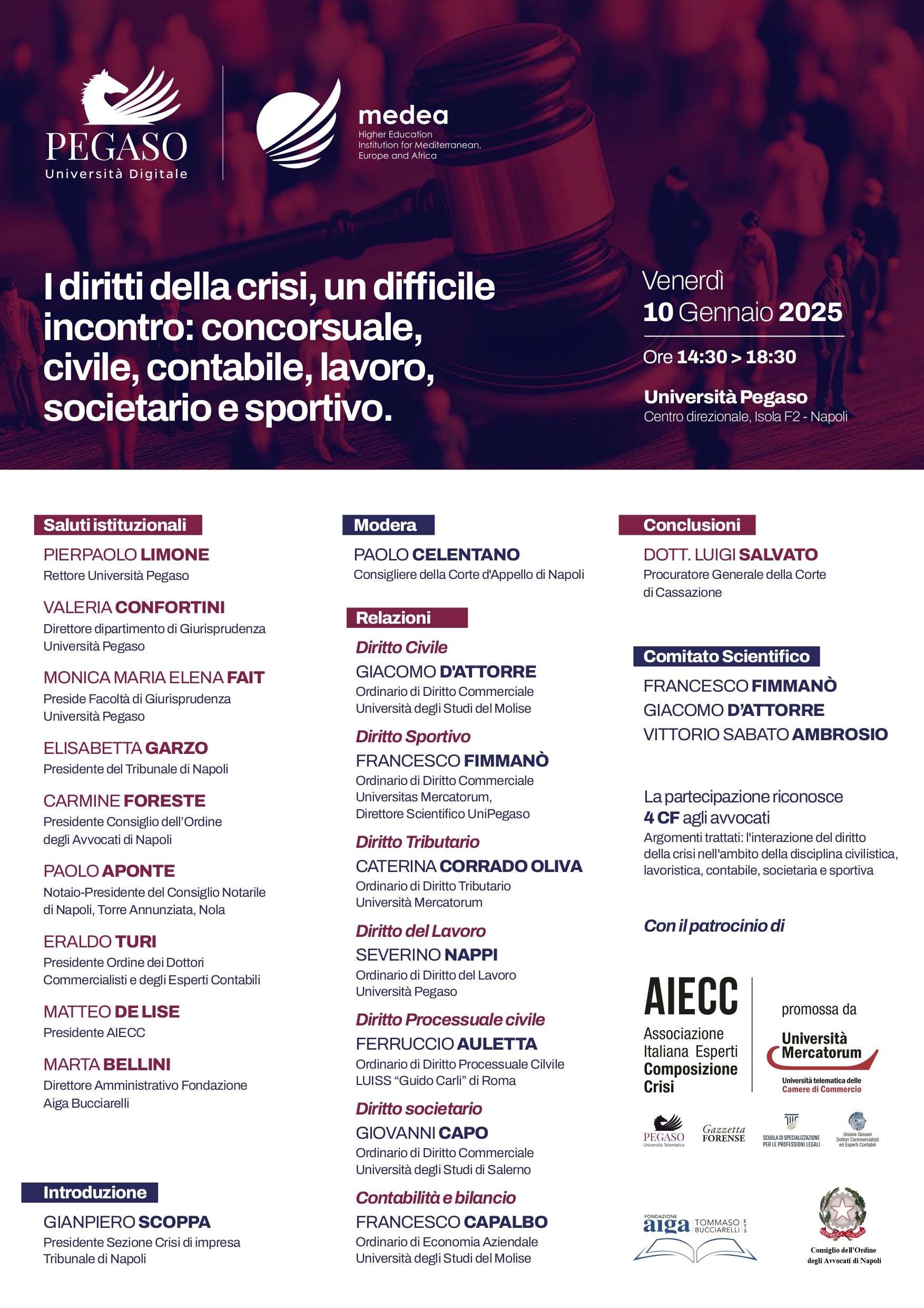 I diritti della crisi, un difficile incontro: concorsuale, civile, contabile, lavoro, societario e sportivo.