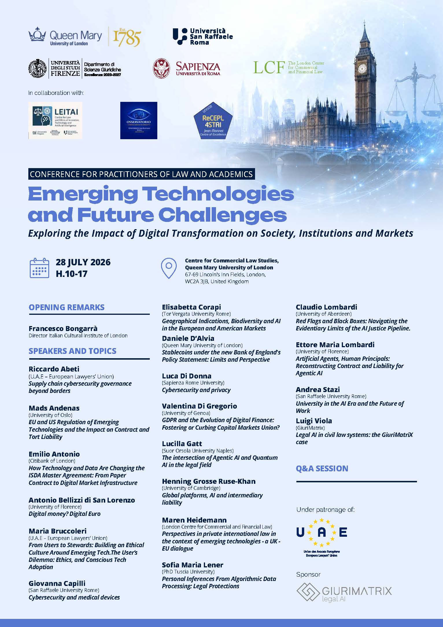 CONFERENCE FOR PRACTITIONERS OF LAW AND ACADEMICS - Emerging Technologies and Future Challenges”