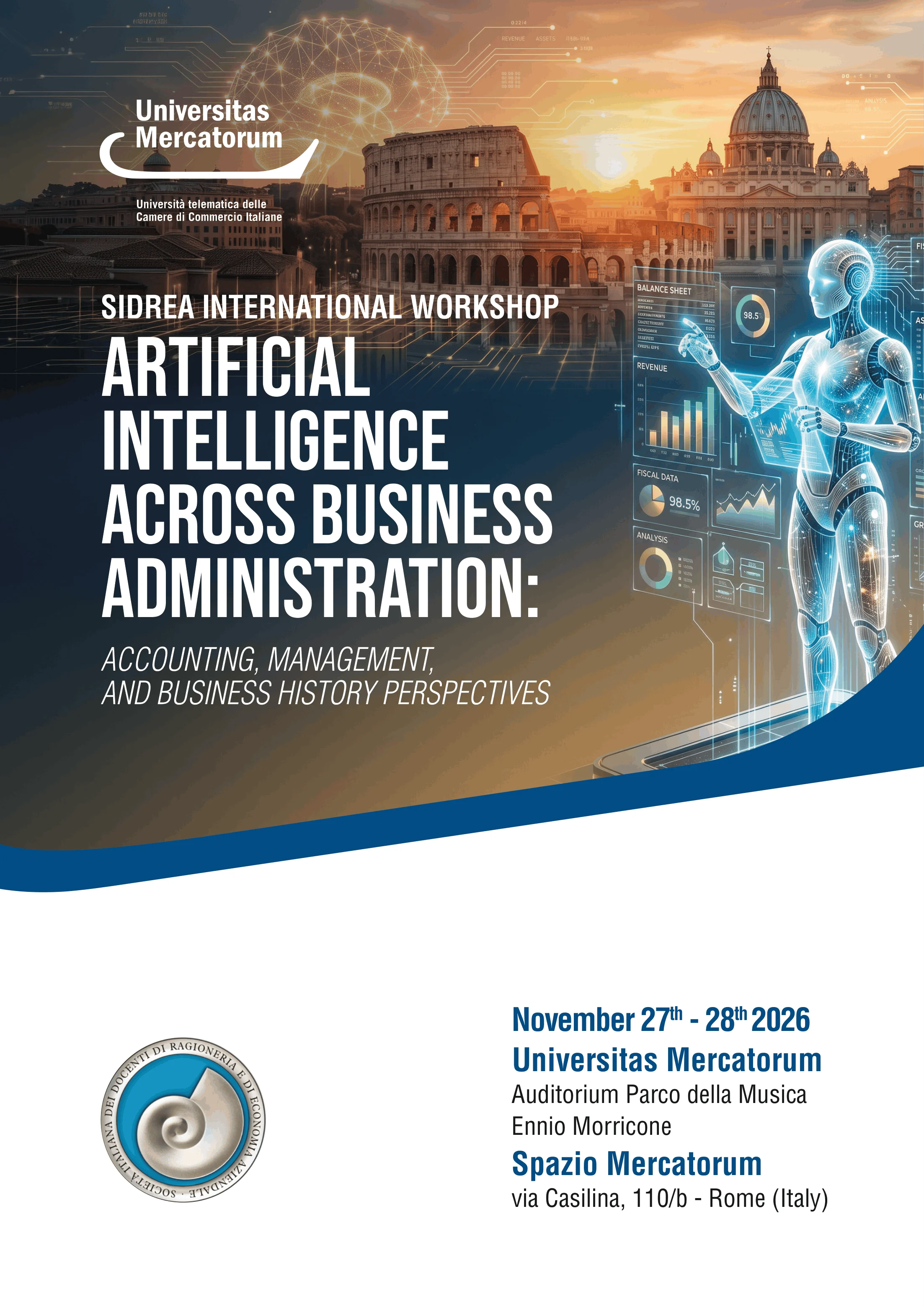 SIDREA International Workshop - ARTIFICIAL INTELLIGENCE ACROSS BUSINESS ADMINISTRATION: ACCOUNTING, MANAGEMENT, AND BUSINESS HISTORY PERSPECTIVES
