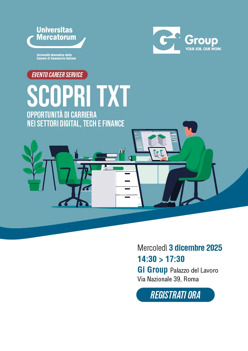 Evento Career Service | Scopri TXT: opportunità di carriera nei settori digital, tech e finance