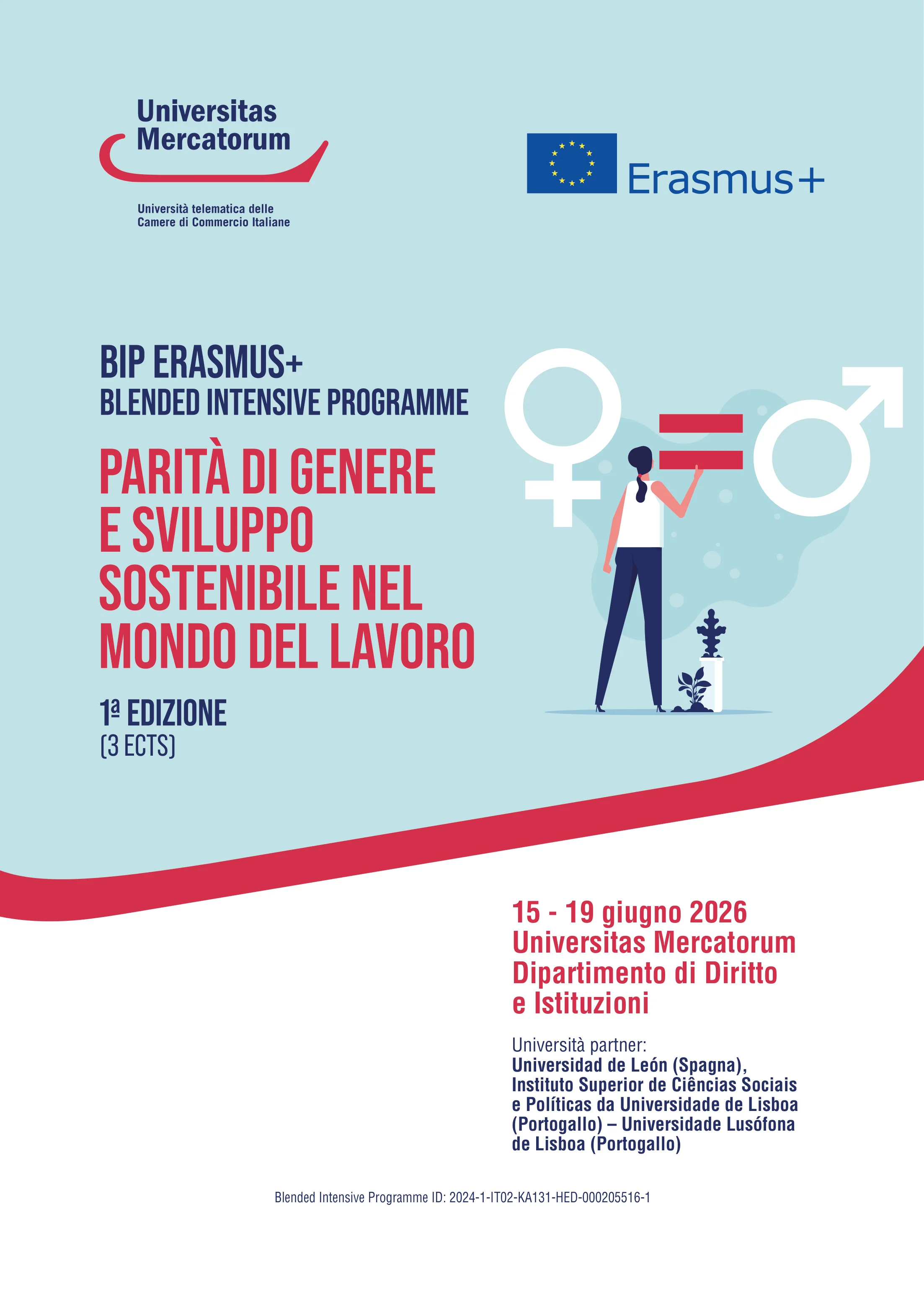 BIP Erasmus+ Blended Intensive Programme | Parità di genere e sviluppo sostenibile nel mondo del lavoro