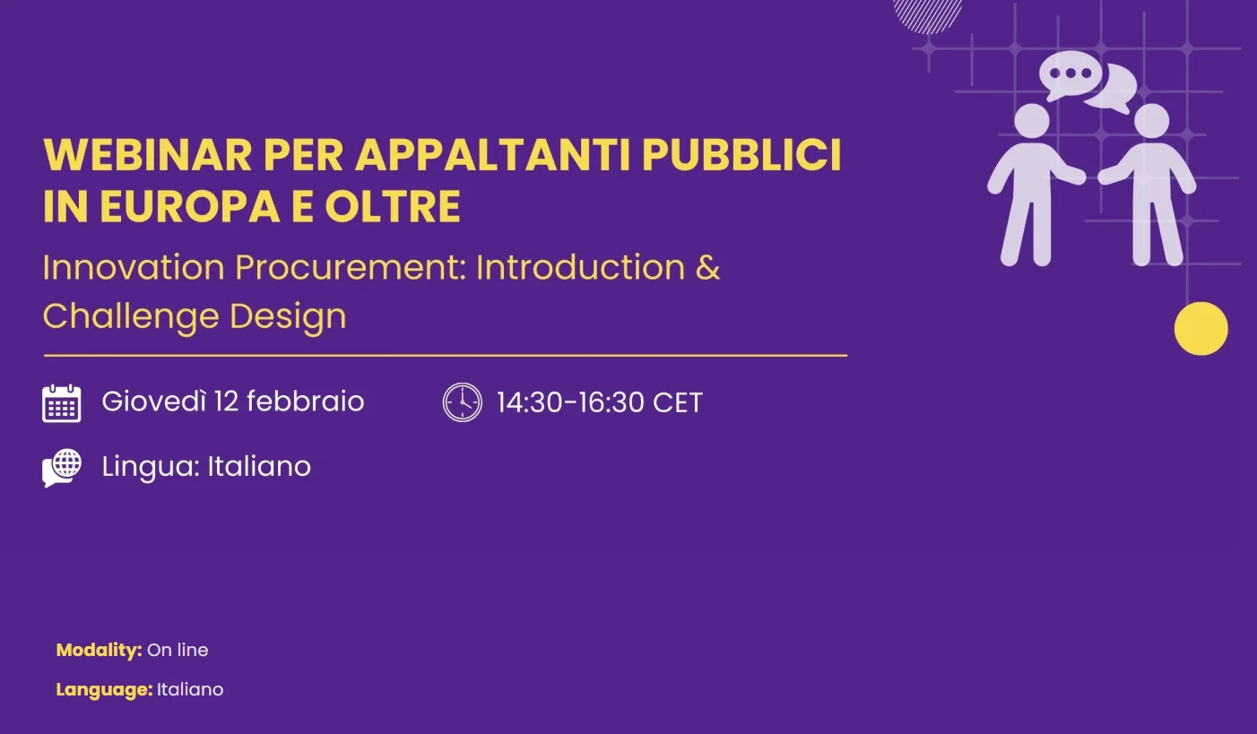 Evento Presentazione Progetto ECLIPSE - Innovation Procurement: Introduction & Challenge Design