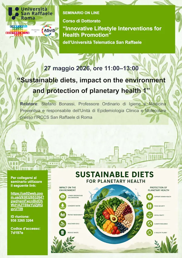 Seminario | Sustainable diets, impact on the environment and protection of planetary health 1
