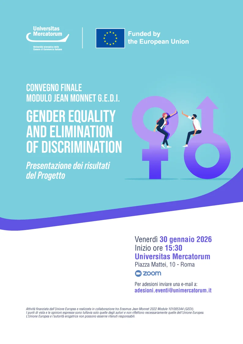 Convegno finale modulo Jean Monnet G.E.D.I. - Gender Equality and elimination of discrimination - Presentazione dei risultati del Progetto