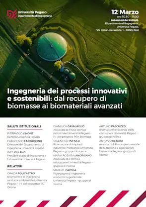 Ingegneria dei processi innovativi e sostenibili: dal recupero di biomasse ai biomateriali avanzati