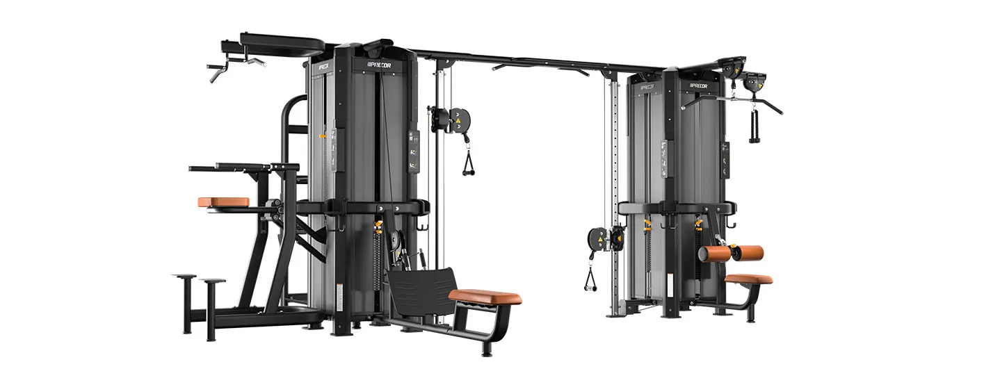 Precor Resolute Multi-Stations Two Towers Black Frame and All Spice Upholstery