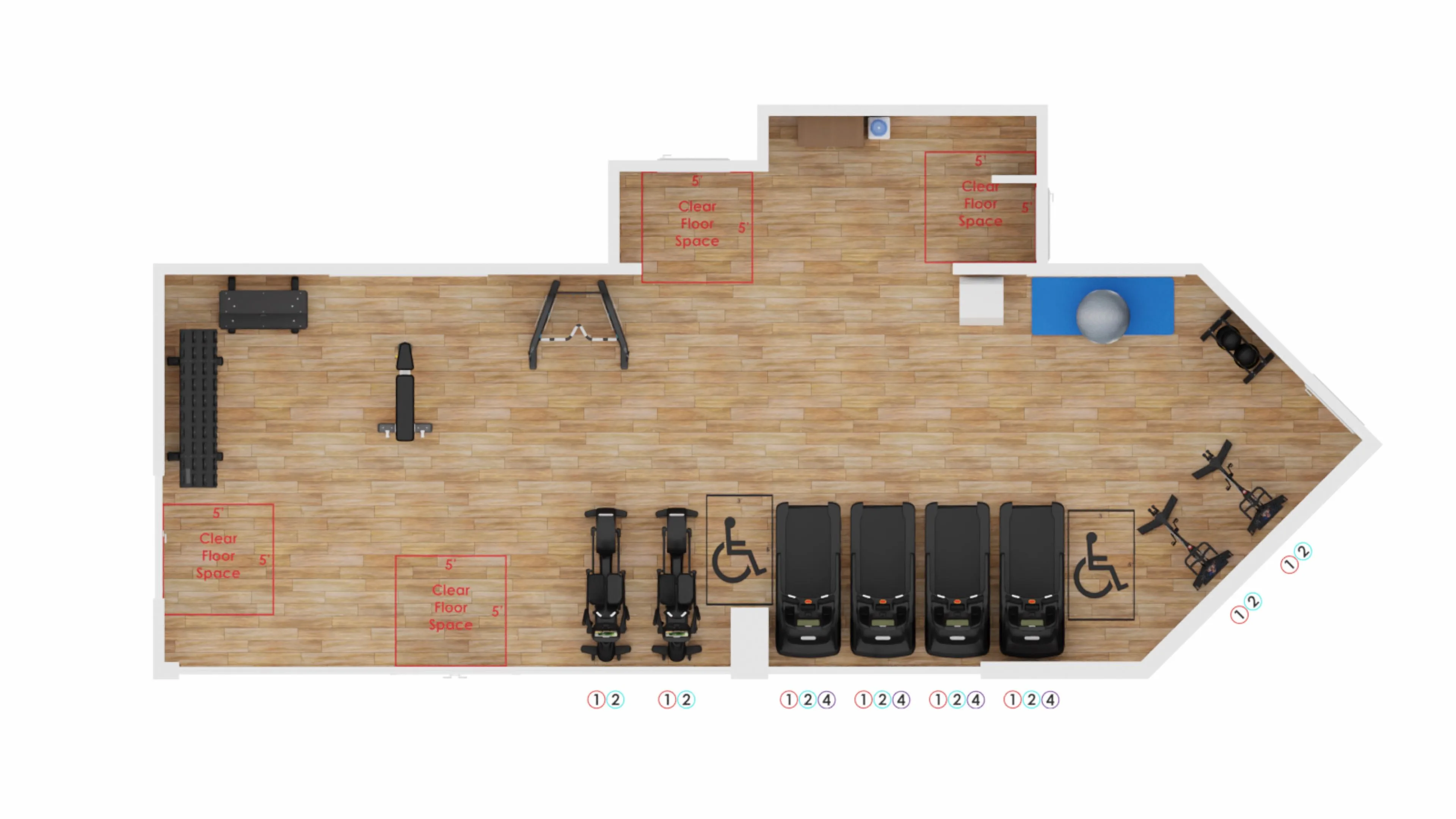Commercial gym floor layout