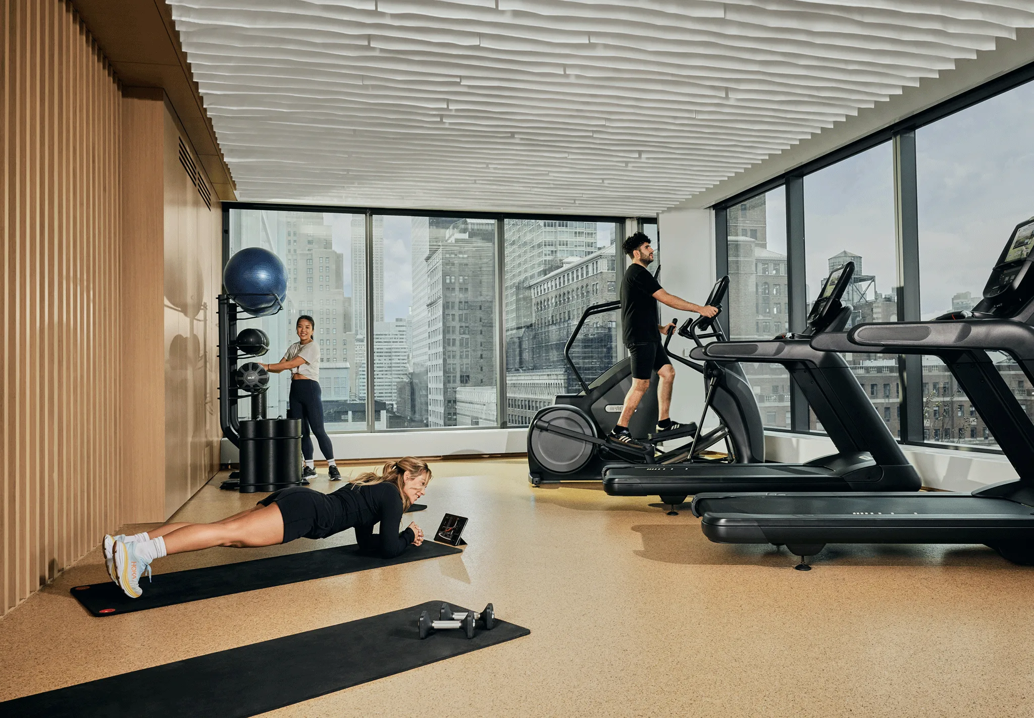 Exercise room full of cardio equipment