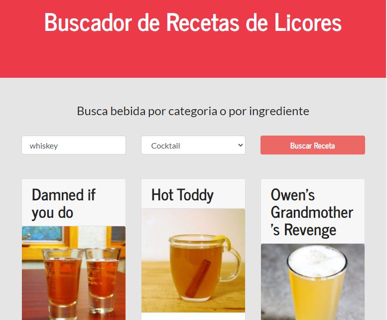 Buscador de Recetas de Licores