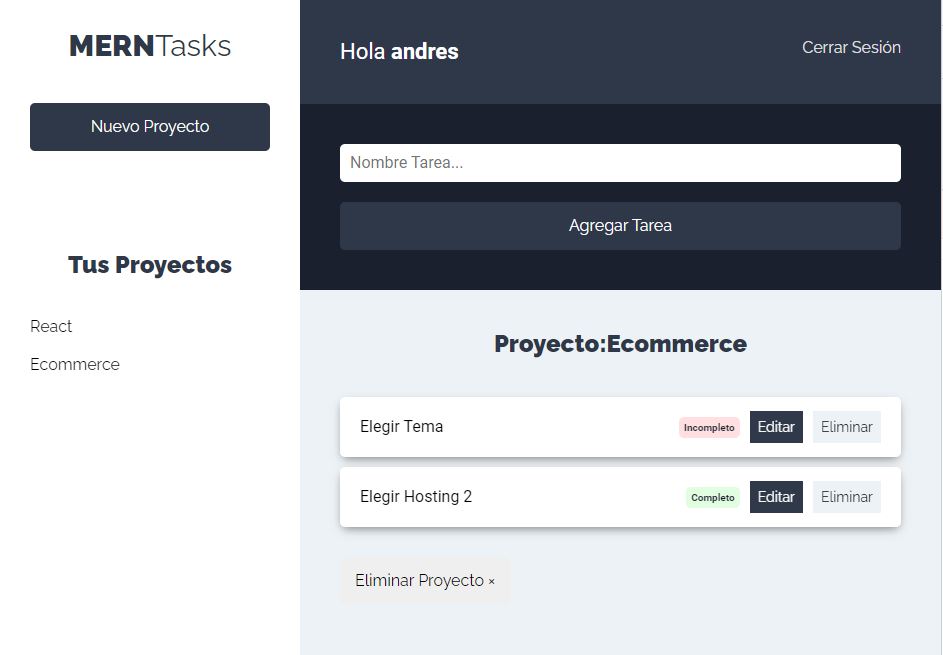 Control de Proyectos y Tareas