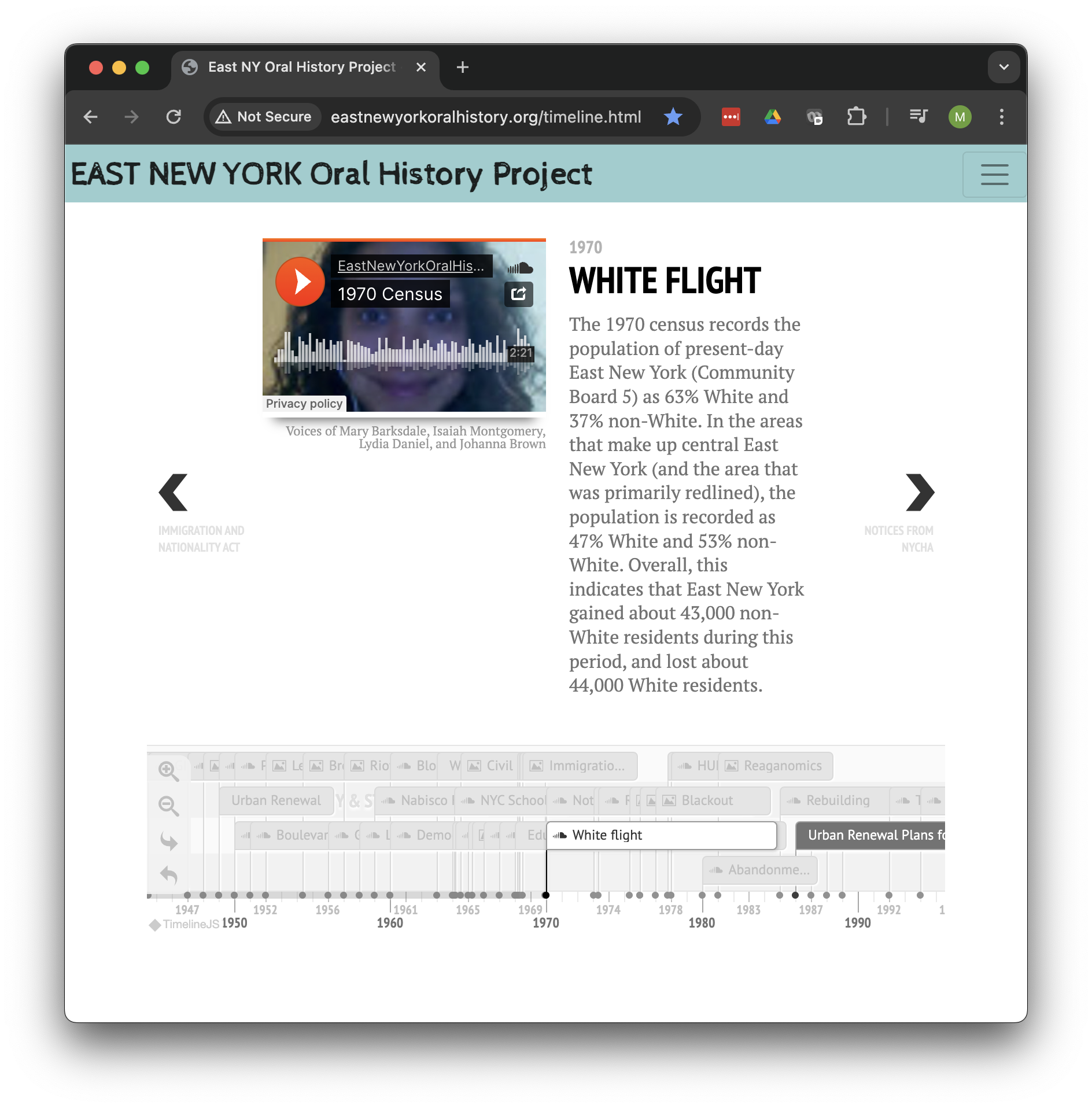 East New York Oral History Project - Interactive Timeline