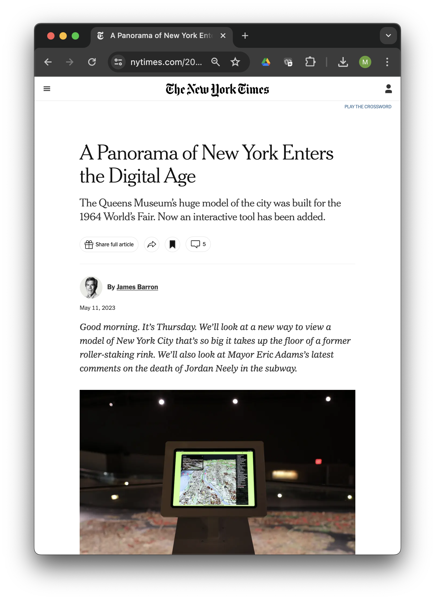 NY TImes: A Panorama of New York Enters the Digital Age