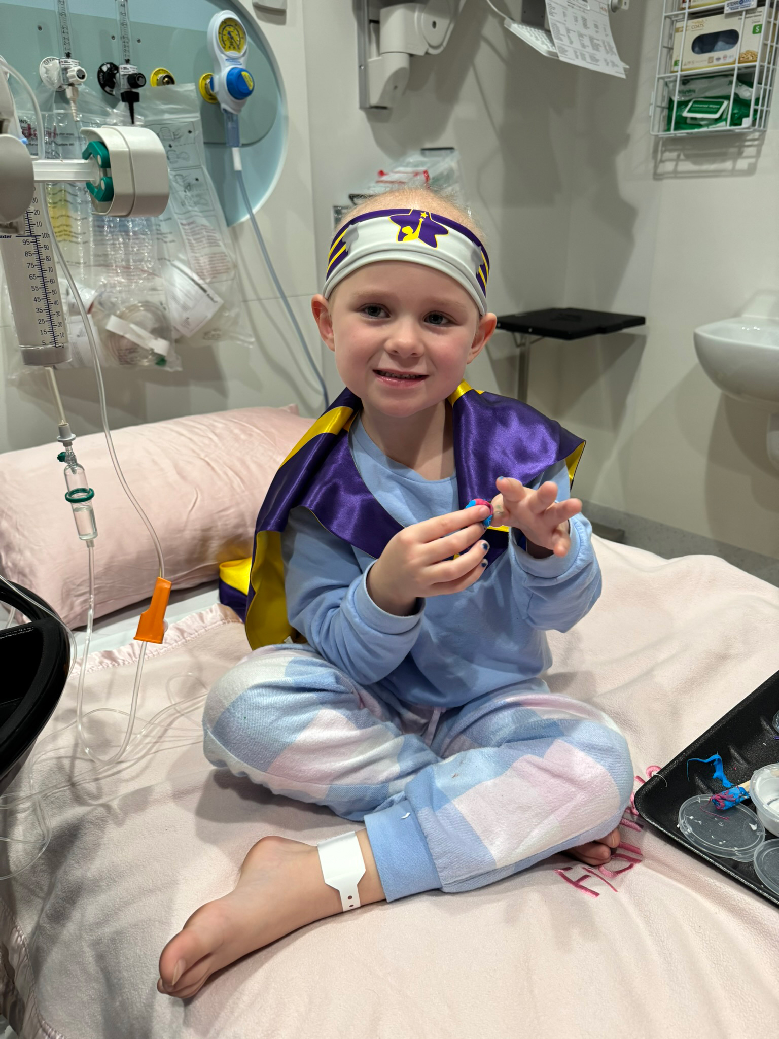Captain Frankie in her hospital bed