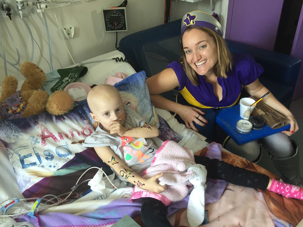 Captain Starlight visiting Addy on ward