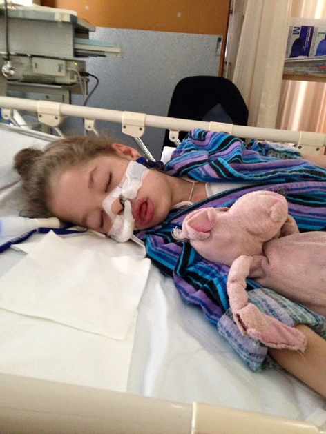 Charlotte in hospital sleeping