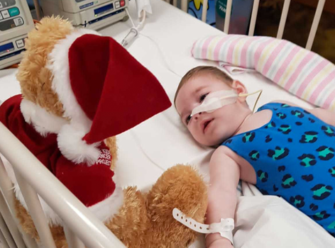Baby Em in hospital during Christmas