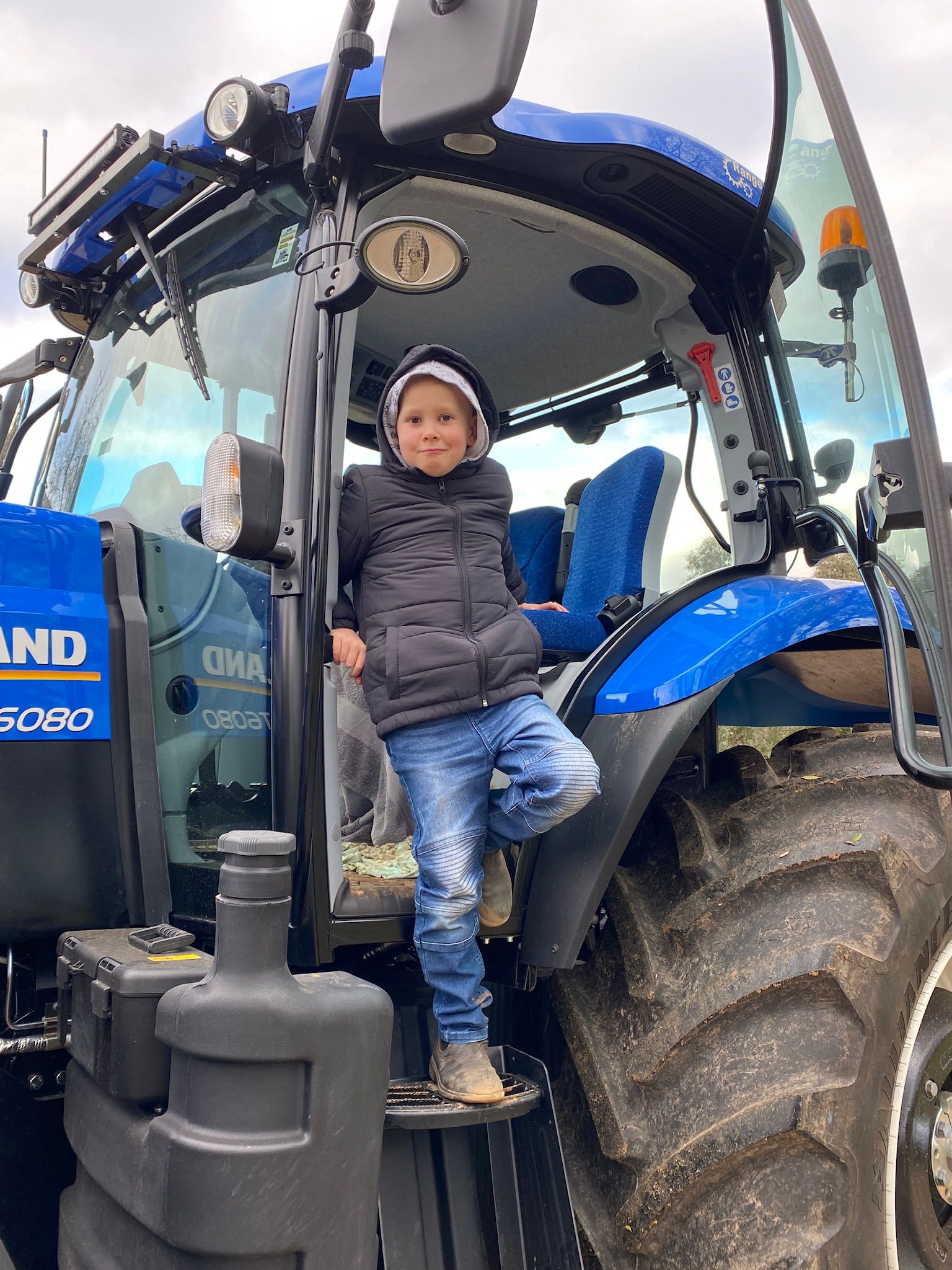Sam in tractor