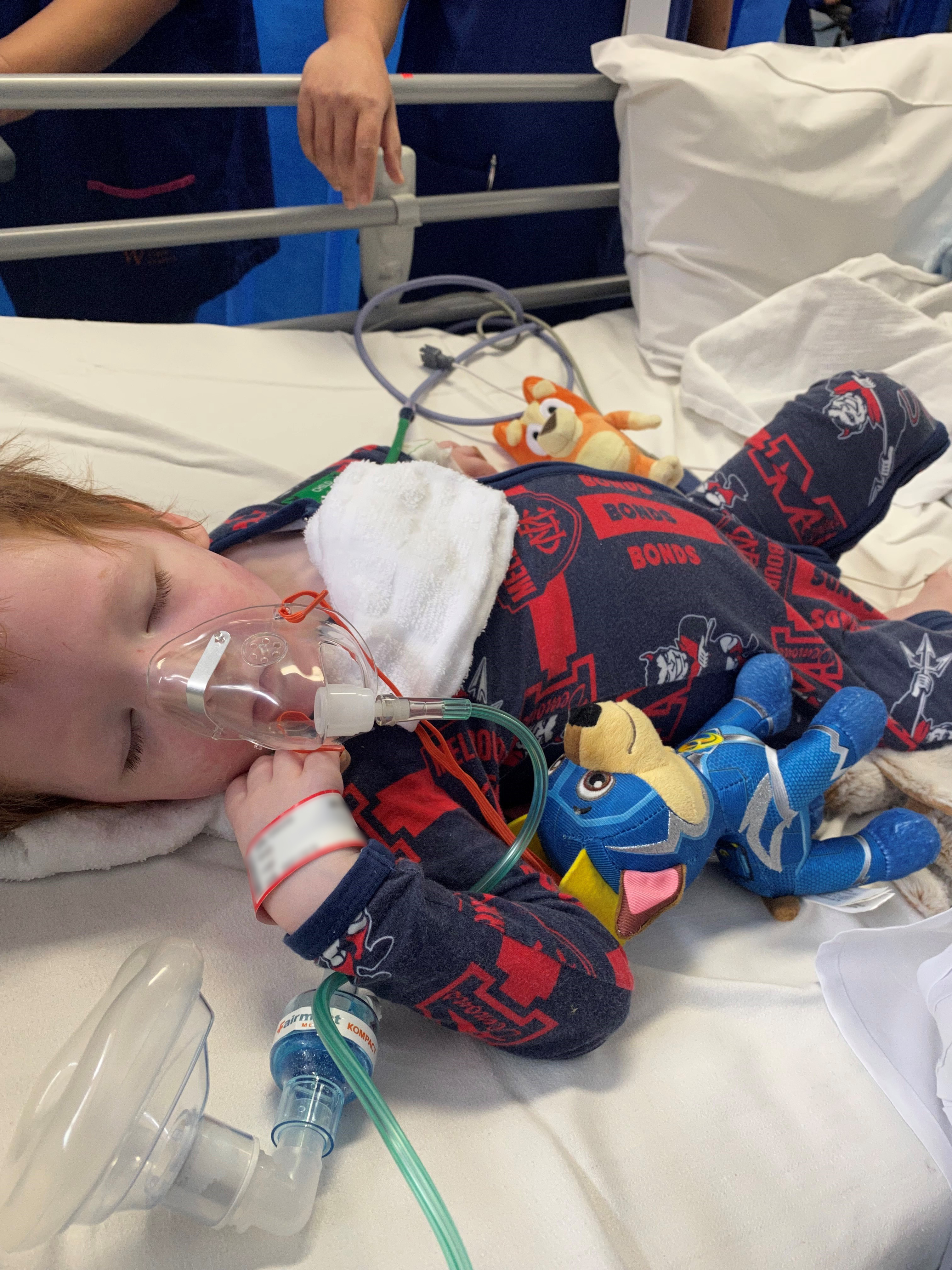 Liam in hospital bed
