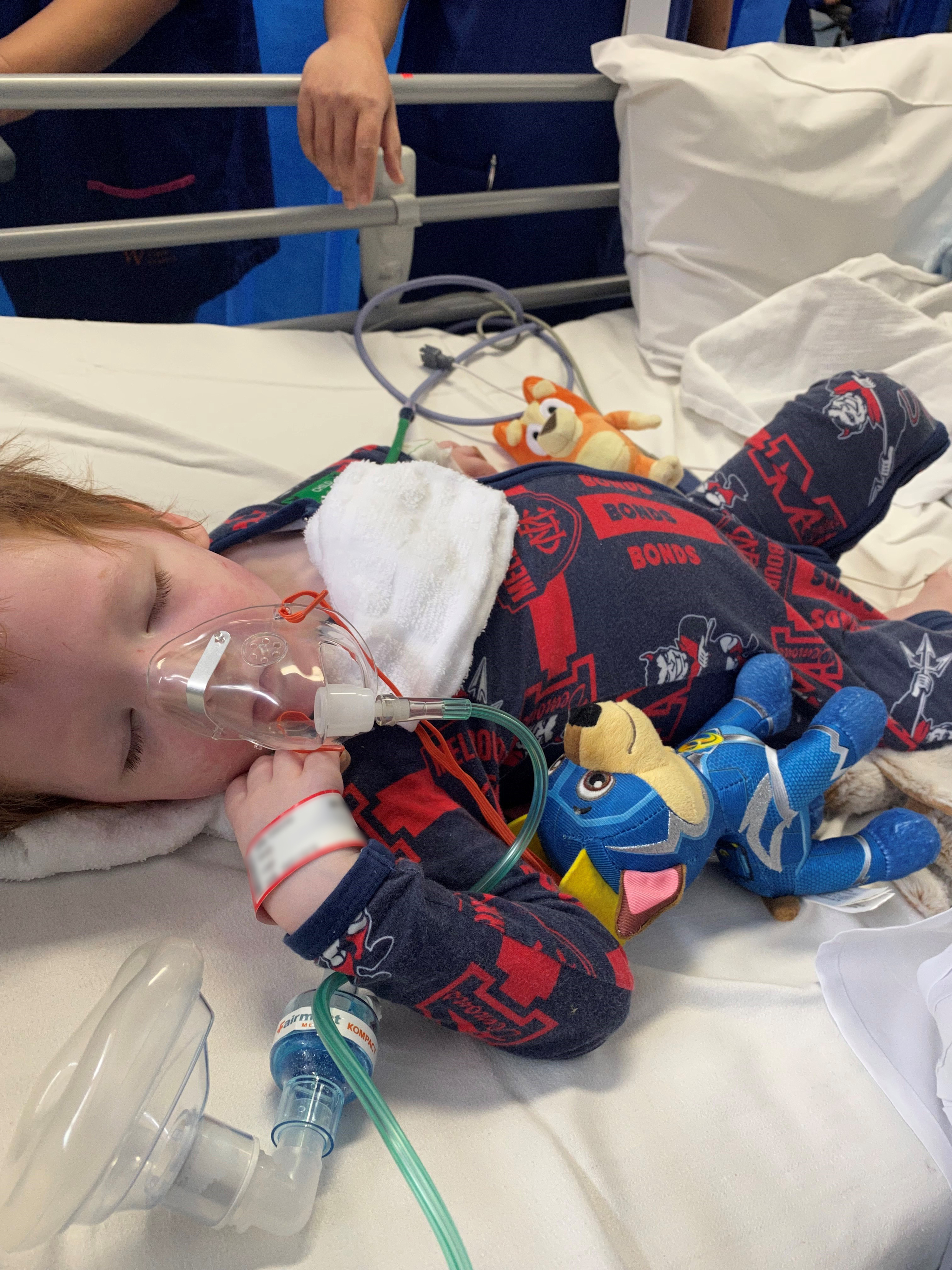 Liam in hospital bed