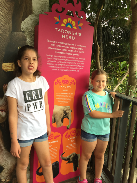 Charlotte and her sister at Taronga Zoo