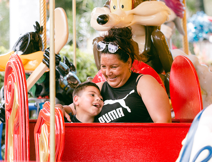 Braxton and mum on merry-go-round