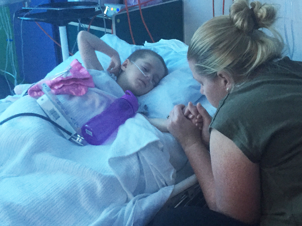 Addy in hospital with her mum