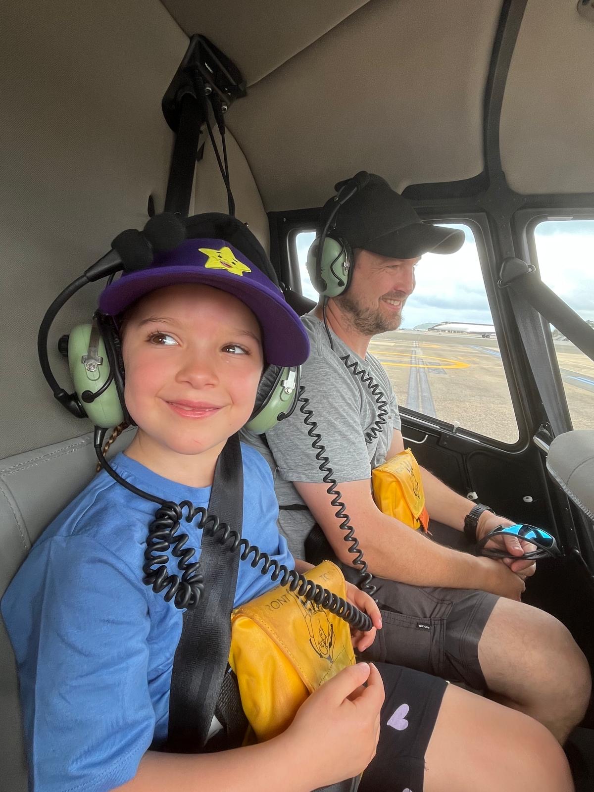 Alex in the helicopter