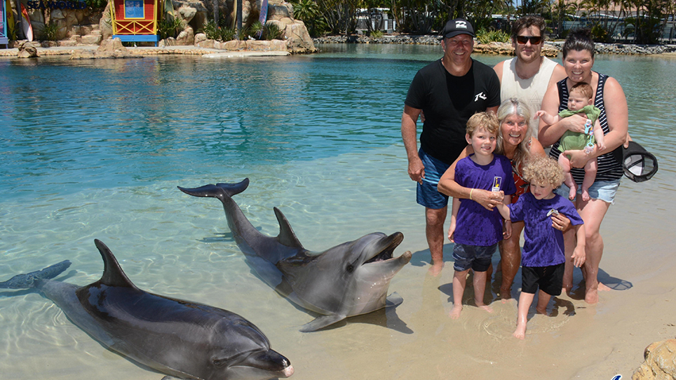 Oliver and family at Sea World for his Starlight Wish