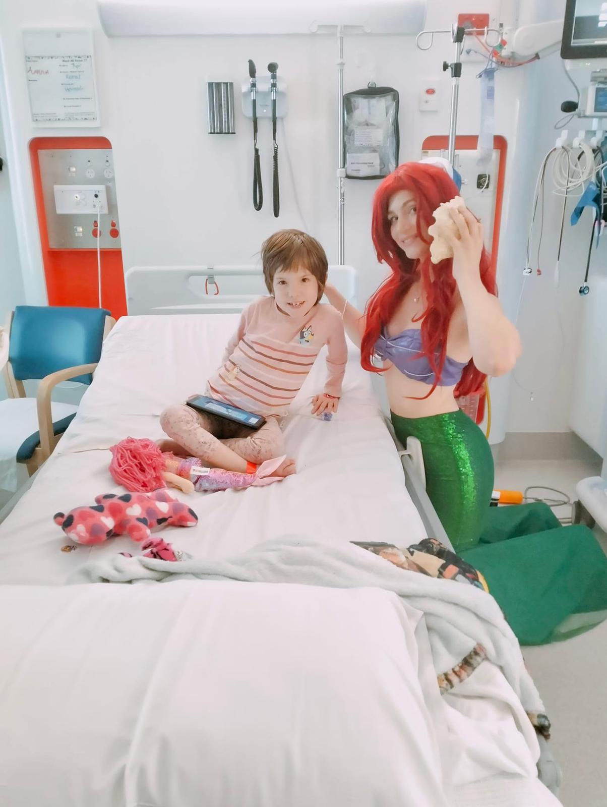 Amara in hospita with Ariel