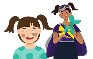 Captain Starlight balloon animal and girl
