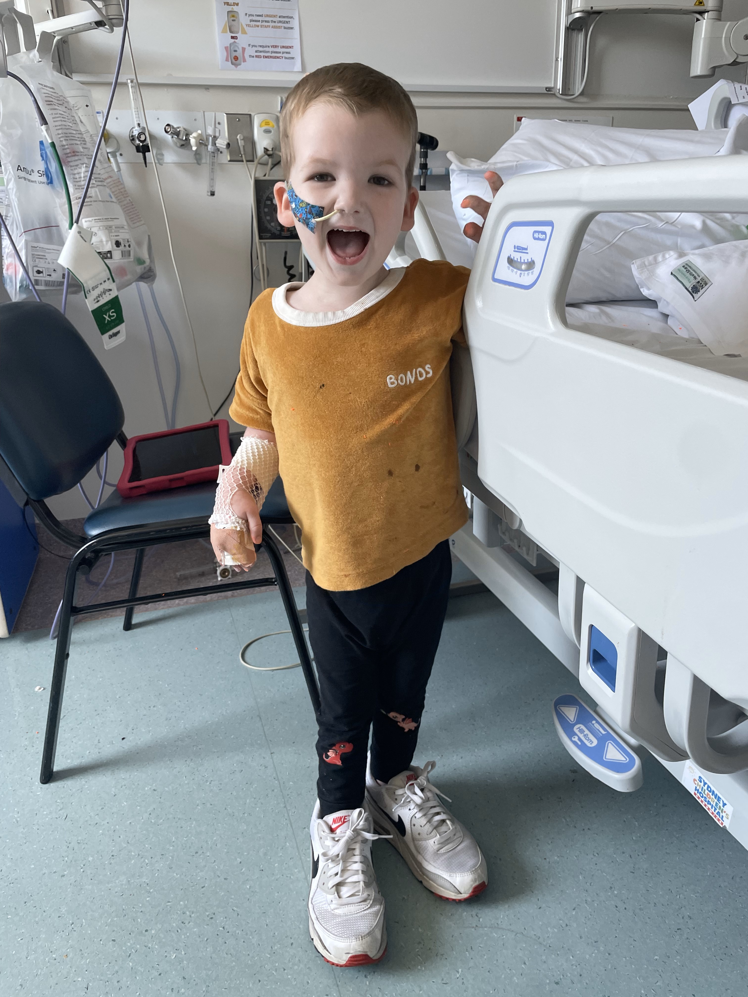 Teddy in hospital room