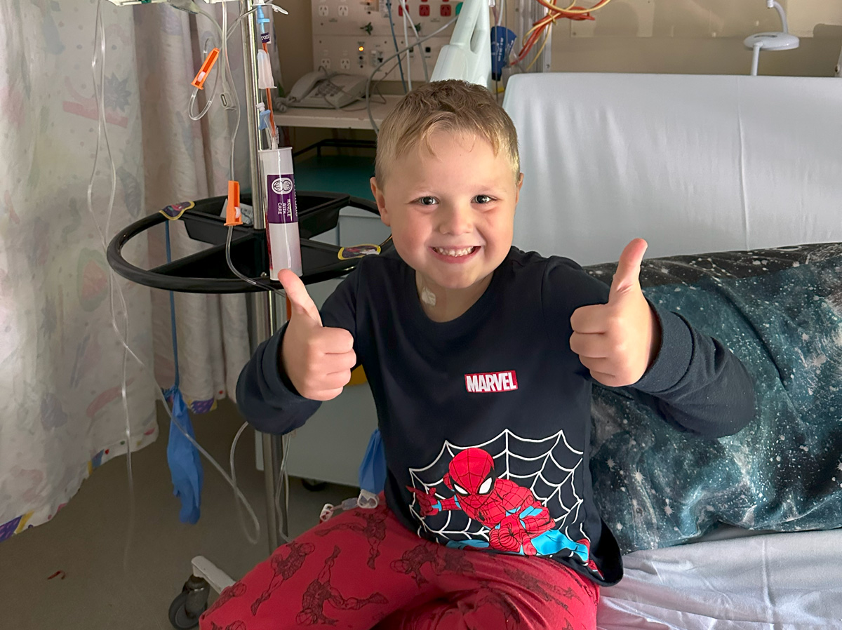 Zachary gives a thumbs up