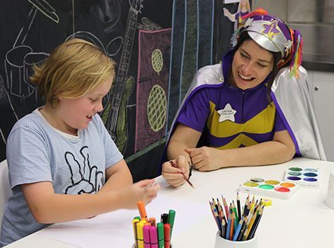 Will drawing with Captain Starlight in the Starlight Express Room
