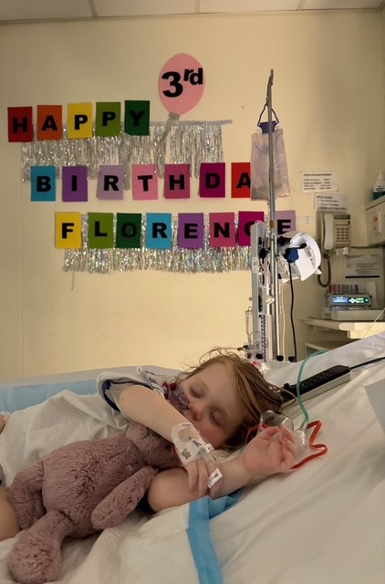 Florence in hospital bed