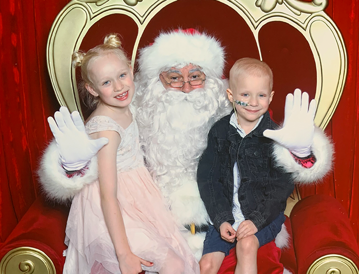 Hunter and sister with Santa