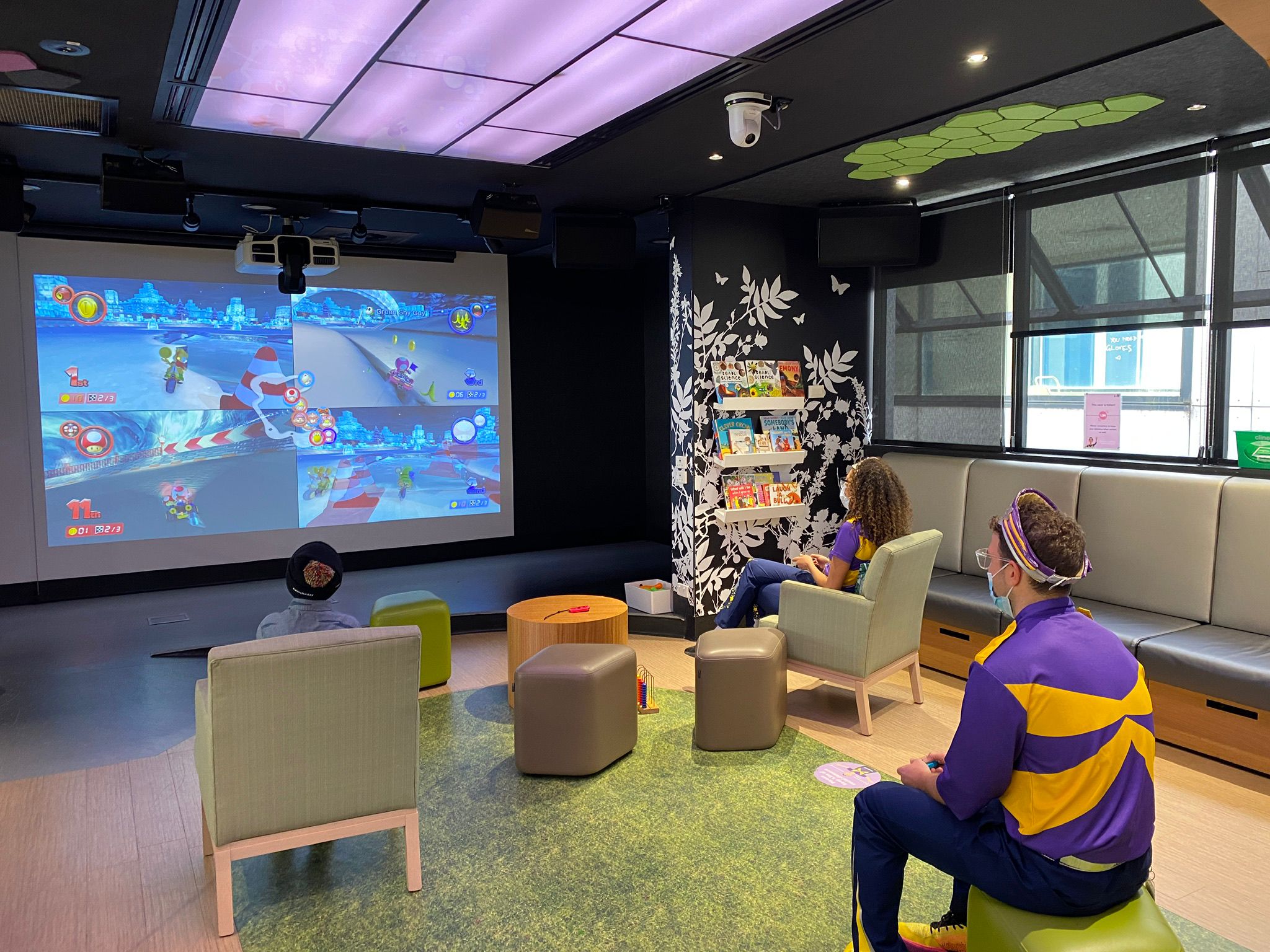 Sam and Captain Starlight playing Mario Kart
