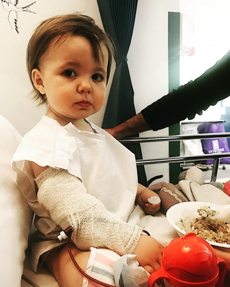 Harper in hospital bed