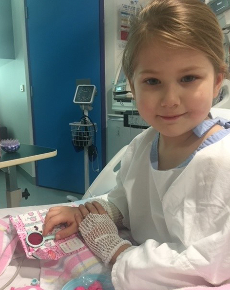 Amelia in hospital after diagnosis