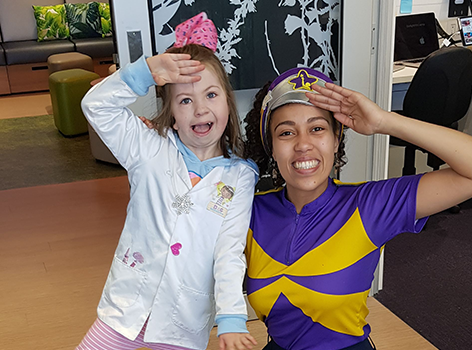 Anabela with Captain Starlight in the Starlight Express Room