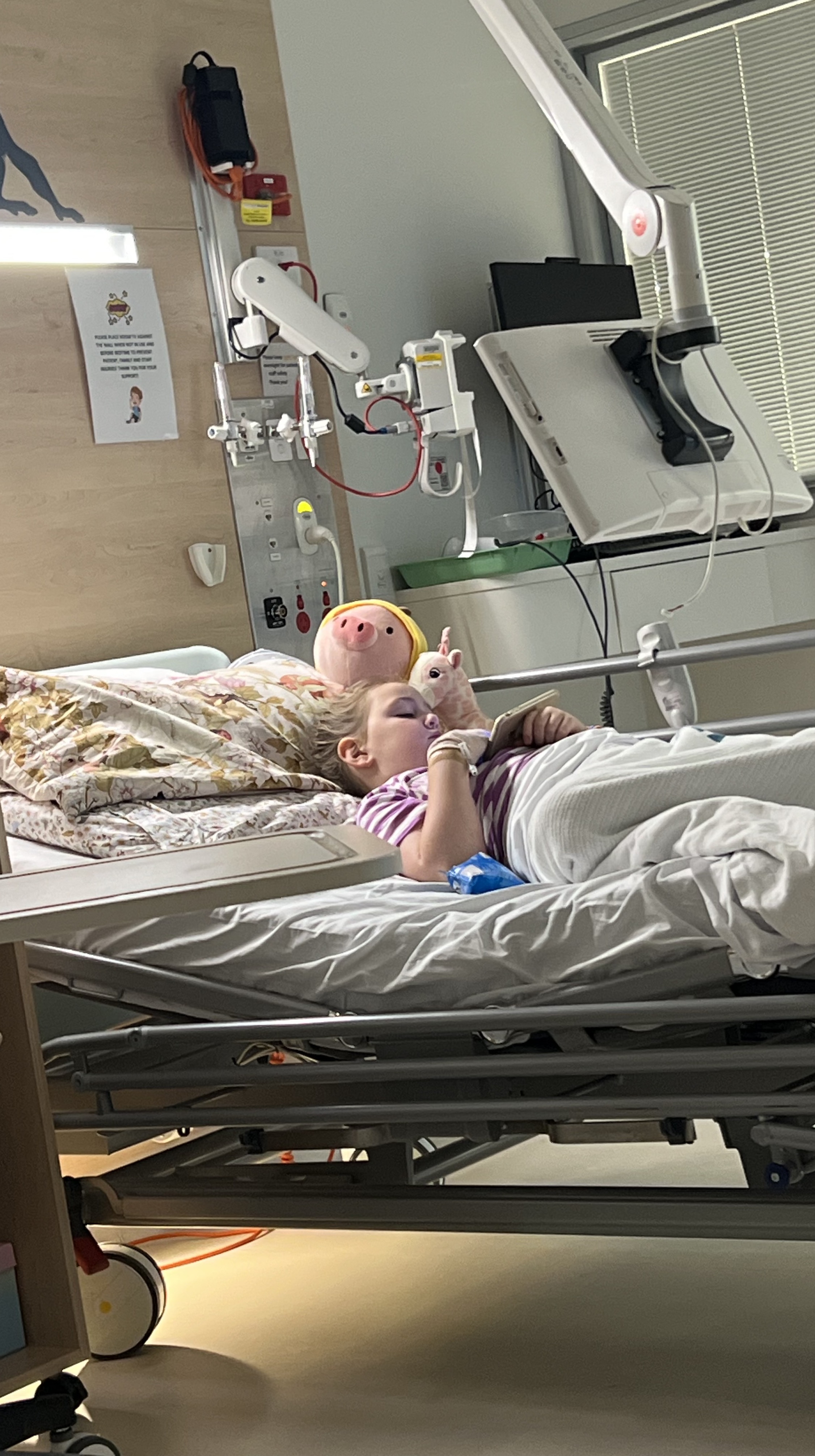 Harper in hospital bed