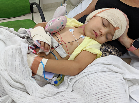 Ava sleeping in hospital