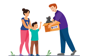 Puppy and family illustration - card