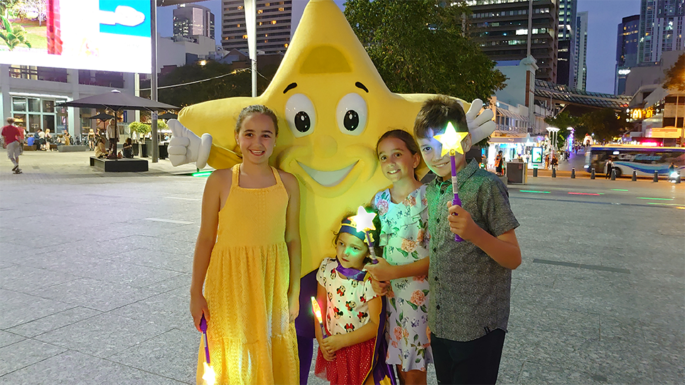 Ava and siblings with Starman