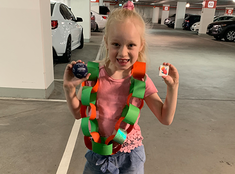 Tiahna after visiting the Starlight Express Room