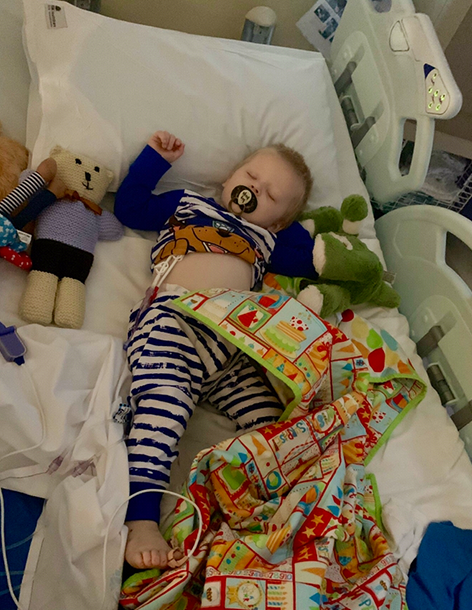 Eden sleeping in hospital bed